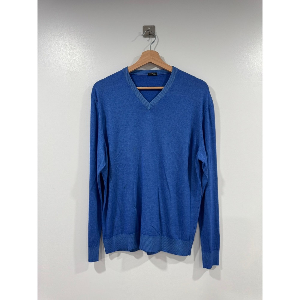 Kiton Napoli Blue Cashmere Silk V-Neck Sweater Mens Size M 50